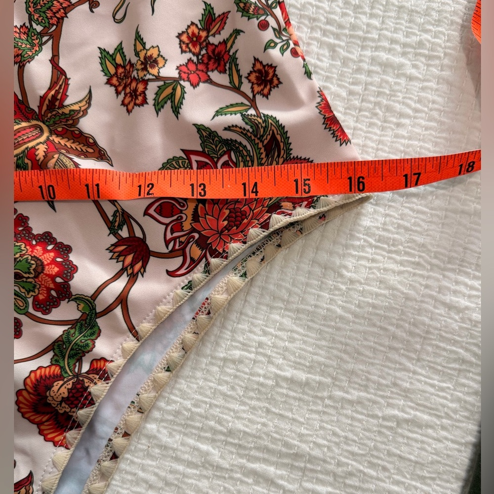 Modlily 2 Piece Floral One-Piece Swimsuit Cream / Red with Wrap Women’s Large - Picture 9 of 9
